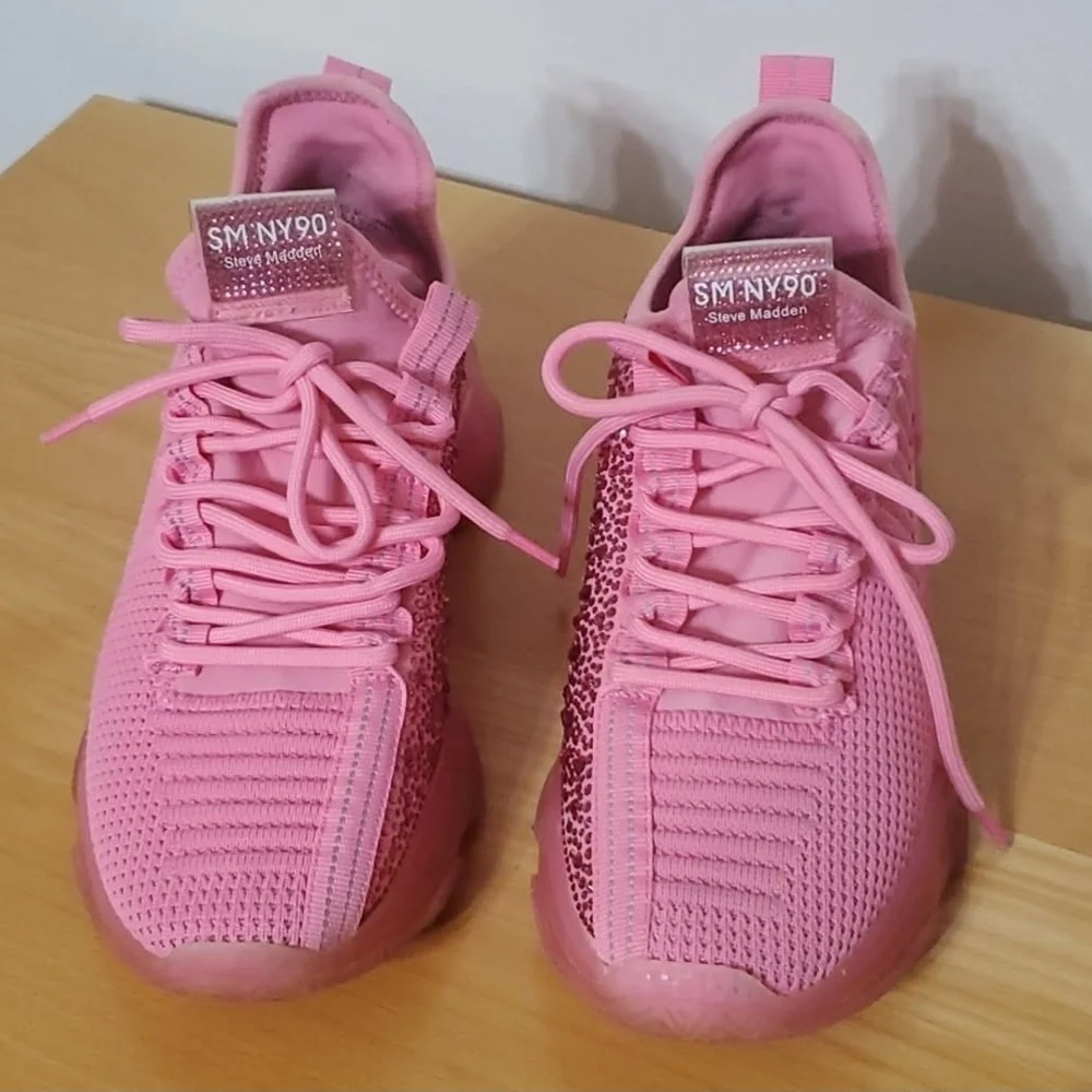 Steve Madden Maxima SM NY90 Pink Stone Sneakers Size 8 - Picture 2 of 13